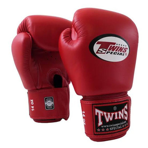 Gants de boxe en cuir rouge pour jumeaux avec fermeture auto-agrippante, qualité supérieure, sangles réglables personnalisées, Muay Thai, arts martiaux - Product Image 2