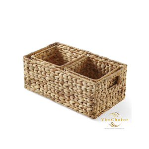 VIETCHOICE 100% High Quality Water Hyacinth <b>Basket</b> Customizable Durable Eco-Friendly <b>Foldable</b> Vintage Style Furniture - Product Image 1