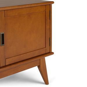 Supporto multimediale basso della metà del secolo in Teak marrone accessorio per mobili elegante ed elegante - Product Image 4