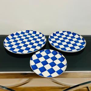 Blue & White Checkered <b>Dinnerware</b> <b>Set</b> Serving Bowls, Plates & Storage Jar Durable Food Grade Tableware <b>Set</b> for Home & Restaurant - Product Image 3