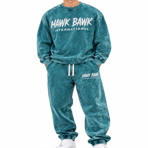 Men Casual Sweatsuit Set Custom Two Piece <b>Tracksuit</b> Comfort Fit Crew Neck Casual Wear 100% Cotton French Terry Autumn Style - Product Image 1