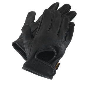 Guantes de conducción de cuero de piel de ciervo negro - Product Image 1