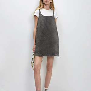 Vestidos de Verano sin Mangas para Mujer, Elegantes, de Marca de Lujo, en Mezclilla Lavada Vintage, Color Natural, de Alta Calidad - Product Image 2