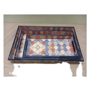 ถาดไม้ราคาไม่แพง การออกแบบพิมพ์ใหม่ถาดเสิร์ฟไม้เคลือบฟันสําหรับเสิร์ฟอาหาร ถาดไม้ล่าสุดในการขายส่ง - Product Image 1