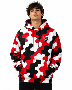 Red <b>Black</b> White Solid Casual Hooded <b>Sweatshirt</b> Unisex Oversized Fit 100% Cotton Knitted Streetwear Pocket Front Logo Winter Wear - Product Image 4