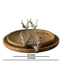 Plateau de service ovale en bois fait main de haute qualité SS CRAFT INDIA avec poignée en forme de cerf, finition laquée, design personnalisable