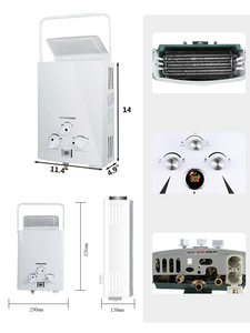 سخان مياه غاز فوري عالي الجودة سعة 6 لتر، قائم بذاته، مصنوع من الفولاذ المقاوم للصدأ مع مبادل حراري نحاسي، يعمل بالبطارية وبالغاز الطبيعي للاستخدام الخارجي - Product Image 3