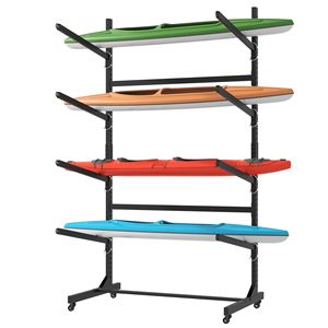 Soporte de Almacenamiento para Kayak Resistente de 80 H, Soporte Ajustable con Ruedas Bloqueables, Soporte para Canoa y SUP, Capacidad para 4 Kayaks - Product Image 3