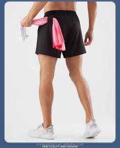 กางเกงขาสั้นสำหรับเล่นกีฬา ฟิตเนส วิ่ง แห้งเร็ว ผลิตจากโพลีเอสเตอร์และสแปนเด็กซ์ ขายส่ง พร้อมส่ง รับออกแบบตามสั่ง - Product Image 1