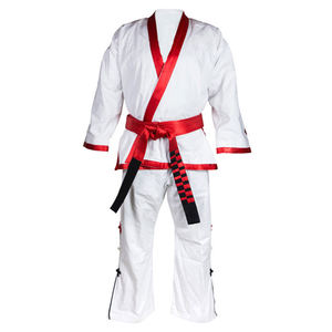 Durable Karate Gi Uniform Set Made from Soft Comfortable Breathable Cotton Blend Fabric with Reinforced Collar and <b>Knees</b> - Product Image 3