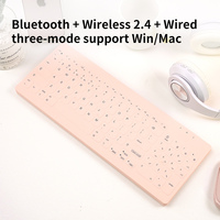 Clavier portable sans fil HengYu, 96 touches, membrane silencieuse, trois modes, étanche, USB Type-C, sans rétroéclairage, rose, pour tous les tablettes