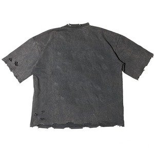 เสื้อยืดสไตล์สตรีทแวร์แบบเรียบ โลโก้ดีไซน์ขาดๆ ทรงปกติ ผ้าฝ้าย 100% ทรงเข้ารูปสำหรับผู้ชาย คุณภาพสูง ป้องกันการยับ - Product Image 2
