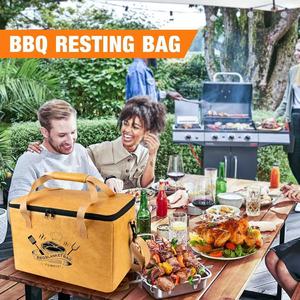กระเป๋าเก็บความเย็นสำหรับบาร์บีคิวแบบมีฉนวน - ป้องกันการรั่วซึม 100% สำหรับอุ่นอาหาร - กระเป๋าปิคนิคขนาดใหญ่แบบพกพาสำหรับเนื้อสัตว์และเครื่องดื่ม - Product Image 4