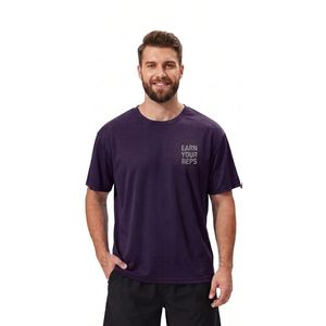 T-shirt d'entraînement Deep Purple à texte minimaliste, respirant, à séchage rapide, en polyester, pour la gym et le fitness - Product Image 1