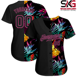 Camiseta de béisbol rosa personalizada con estampado de esqueleto, ropa deportiva con botones, nombre del equipo personalizado, camiseta con nombre y número - Product Image 3