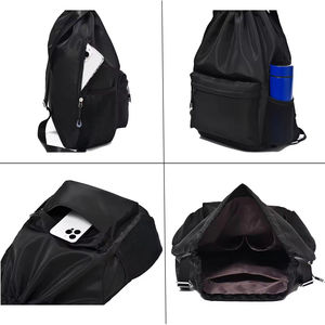 <b>Black</b> Drawstring <b>Backpack</b> Waterproof Drawstring Gym Bag Men Women Small Cinch Sack Basketball Pull String Sport Bag Soccer - Product Image 4