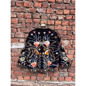 Indian velvet Jacket Handmade Short Unisex Jacket Uzbek Embroidery Jacket With Inside Cotton Lining Boho Women's Jacket - Product Image 6