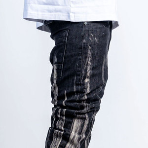 Men's <b>Bleach</b> Stone Wash Striped Straight Fit Denim Jeans Mid Waist Loose Fit Plus Size Casual Style 100% Cotton Woven Fabric - Product Image 5