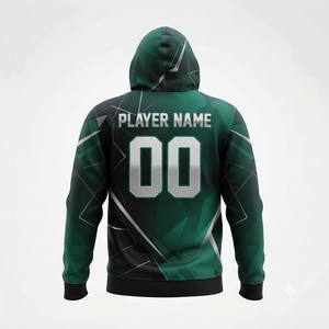 Custom Team <b>Name</b> Winter ODM Fleece <b>Hoodie</b> Pullover Sweatshirt Green Black Geometric Sports Fanwear Personalized Jogger - Product Image 5
