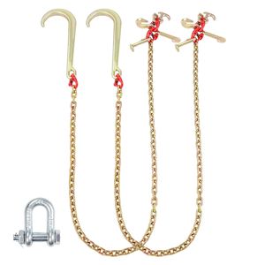 2 Pezzi Gancio a J G80 da 5/16" x 6FT, Catena di traino con gambo lungo 15", Carico di Lavoro 5400 Libbre, Gancio a Grappolo RTJ - Product Image 5
