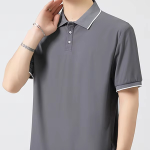Men's New Summer for Polo T-Shirt Solid Color Ice Silk Breathable Short All-<b>Match</b> Casual Lapel Business Fashion 100% Polyester - Product Image 1