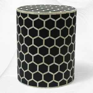 Tabouret de style moderne en os incrusté, design personnalisable, pour accessoires, objets d'art, pour la maison, l'hôtel, le bureau, le salon, la salle à manger - Product Image 1
