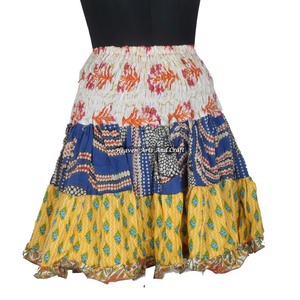 Bohemian Fashion Mini <b>Skirt</b> - Wholesale European Summer Fashion Mini <b>Skirt</b> - UK Fashion Recycled Sari Cotton Patch Work Mini - Product Image 1