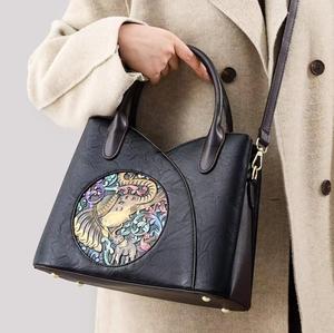 Sac à main en PU à motif éléphant pour femme, sac fourre-tout avec fermeture éclair, bandoulière unique, sac à la mode - Product Image 2
