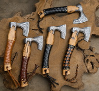 Ensemble de 8 haches vikings en acier carbone forgé à la main : hache nordique LARP, cadeau pour petit ami