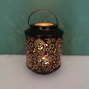 L651 Iron <b>Black</b> Finish Votive Home Decor <b>Lantern</b> Artisan Design - Product Image 1