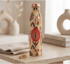 ขวดน้ำเคลือบทองแดงลายดอกไม้สุดหรู พร้อมฝาปิดสุญญากาศ คุณภาพส่งออก - Product Image 1
