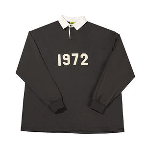 Men's Long Sleeve Knitted Polo <strong>Shirt</strong> <strong>1972</strong> Print Casual Black White Collar Regular Fit - Product Image 1
