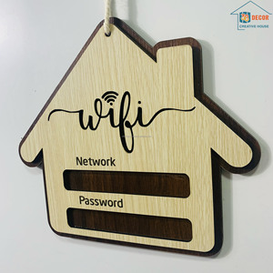 ป้ายไม้แขวนผนังสไตล์เรียบง่ายแบบชนบท สำหรับแสดงรหัสผ่าน WiFi  ตกแต่งผนังบ้าน ร้านกาแฟ สำนักงาน - Product Image 1