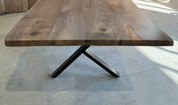 Table à manger de luxe en bois massif avec base métallique robuste, design contemporain, 6 places, pour appartement, hôtel, villa, maisons modernes, rectangulaire