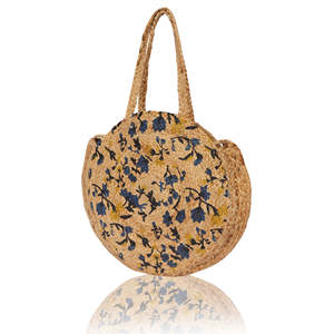 Bolso Redondo de Yute Hecho a Mano, Ecológico, Bolso de Playa para Mujer con Asa de Cuero - Product Image 1