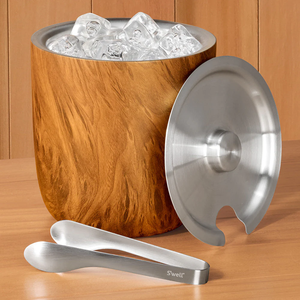 Seau à glace en acier inoxydable et bois pour bar à cocktails, champagne, vin et bar - Prix le plus bas - Product Image 4