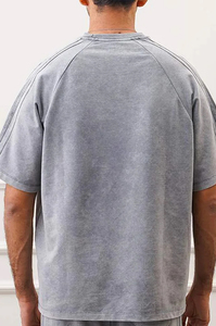 T-shirt gris délavé de qualité supérieure pour homme, coupe ample, en coton tricoté léger, style estival, confortable et durable - Product Image 4