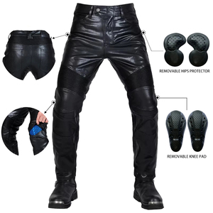 Motorcycle Leather Cordura Riding Pants with CE Removable <b>Knee</b> & Hip <b>Protectors</b> | Waterproof Biker Trousers | Hike Impex - Product Image 1