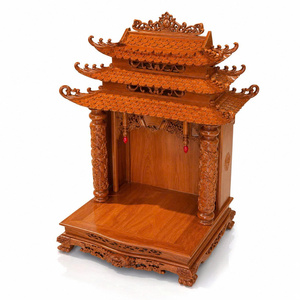 Altar de Madera de Teca Tallado a Mano con Tres Techos, Tradicional y Duradero, para la Sala de Estar, Mueble para el Hogar, para la Prosperidad, con Figuras de Dioses de la Riqueza y de la Tierra - Product Image 5