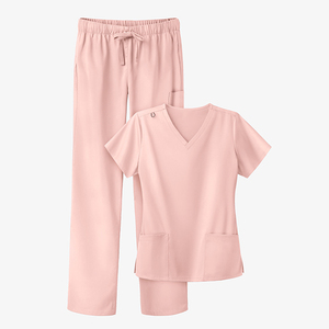 ชุดสครับผู้หญิงแฟชั่นขายดี ดีไซน์ใหม่ คอวี แขนสั้น เอวยางยืด มีเชือกผูก กระเป๋าหลายช่อง - Product Image 2