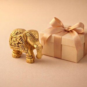 SHUBHAM Handmade Brass <b>Elephant</b> Figurine Gold Plated Mini Maharaja Animal Sculpture for Car Dashboard Home <b>Decor</b> Gift - Product Image 6