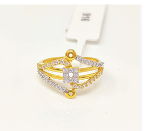 22K Solid Gold Abstract Wave <b>Ring</b> for Women Real Gold Cubic Zirconia Multi Row <b>Ring</b> Luxury <b>Indian</b> Wedding Fine Jewelry - Product Image 1