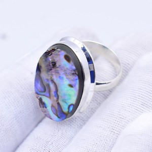 Anillo de Concha de Abulón con Piedras Preciosas, Hecho a Mano, Plata de Ley 925, Joyería Boho, Regalo para Mujeres y Hombres - Product Image 4