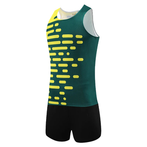Ensemble de débardeur de course respirant pour homme avec motif jaune et short noir pour l'entraînement sur piste et les vêtements de sport - Product Image 6