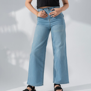 Bootcut Denim Pants <b>Women</b> Regular Fit High Waist Streetwear Retro Style Denim <b>Jeans</b> Stretchable Quick Dry Blue - Product Image 6