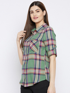 Camisas de Franela para Mujer al por Mayor, Camisa de Franela con Botones para Mujer, Estilo Urbano, Moderno y Casual, con Logotipo Frontal, 100% Algodón - Product Image 2