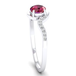 Bague solitaire REYES en or 14 carats certifiée IGI avec diamant et rubis pour femme, prix de gros, bijoux fins minimalistes - Product Image 3