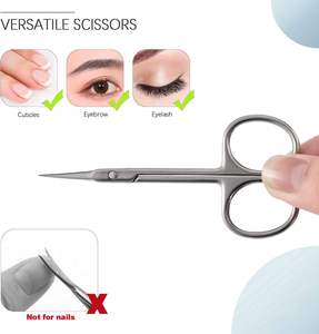 Ciseaux à cuticules extra fins courbés en acier inoxydable 4Cr13, manche moyen, pour droitiers - Product Image 6