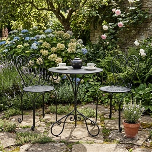 Heavy Duty Wrought Iron European Design <b>2</b>-Seater Patio Dining Set Weather Resistant <b>Outdoor</b> Garden Furniture <b>Table</b> <b>and</b> <b>Chairs</b> - Product Image 2