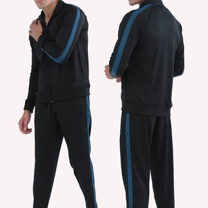 Ensemble de survêtement pour homme, veste de sport zippée et pantalon à rayures latérales, tenue de jogging décontractée, vêtements d'entraînement, fournisseur direct d'usine - Product Image 1
